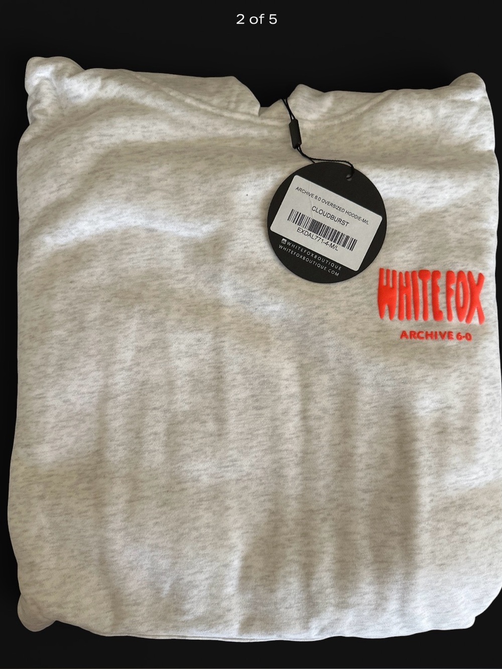 Women's White Pullover Hoodie with Orange Logo